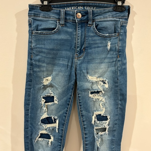 American Eagle Women’s High Rise Distressed Jeggings Size 2 - Picture 6 of 14